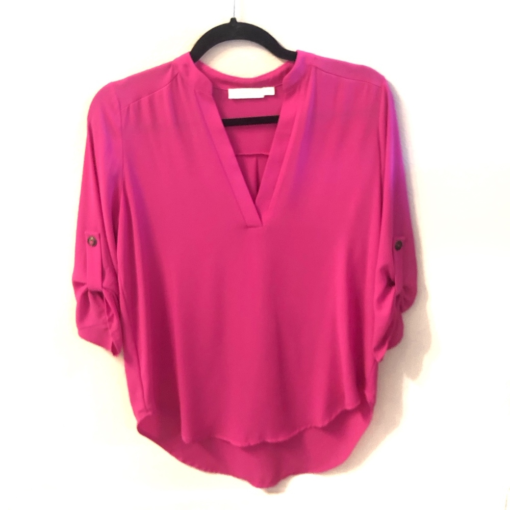 LUSH Deep Open V-Neck Woven Top